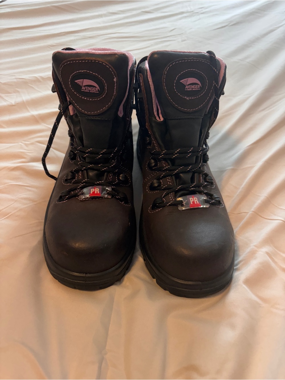 Avenger Black and Pink Women's Lace-Up Work Boots